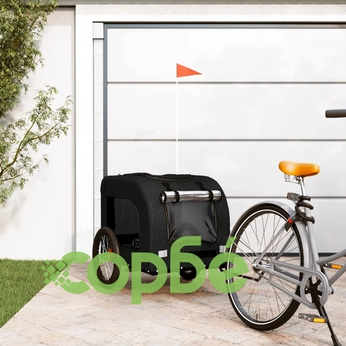 Ремарке за колело за любимци черно Оксфорд плат и желязо ➤ топ цена ➤ sorbe.bg
