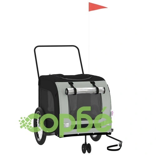 Ремарке за колело за любимци черен и сив Оксфорд плат и желязо ➤ топ цена ➤ sorbe.bg