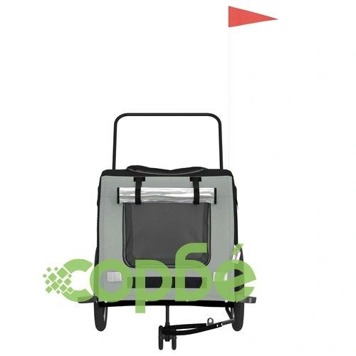 Ремарке за колело за любимци черен и сив Оксфорд плат и желязо ➤ топ цена ➤ sorbe.bg