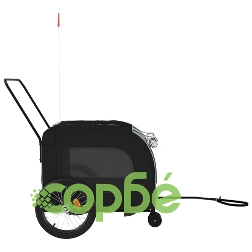 Ремарке за колело за любимци черен и сив Оксфорд плат и желязо ➤ топ цена ➤ sorbe.bg