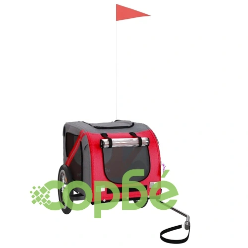 Ремарке за колело за любимци червен и сив Оксфорд плат и желязо ➤ топ цена ➤ sorbe.bg