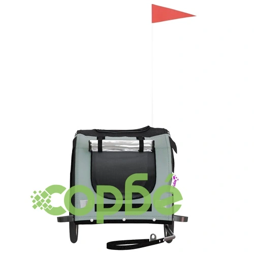 Ремарке за колело за любимци черен и сив Оксфорд плат и желязо ➤ топ цена ➤ sorbe.bg