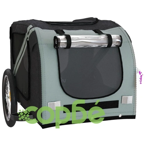 Ремарке за колело за любимци черен и сив Оксфорд плат и желязо ➤ топ цена ➤ sorbe.bg