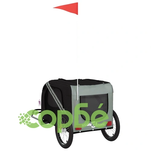 Ремарке за колело за любимци черен и сив Оксфорд плат и желязо ➤ топ цена ➤ sorbe.bg