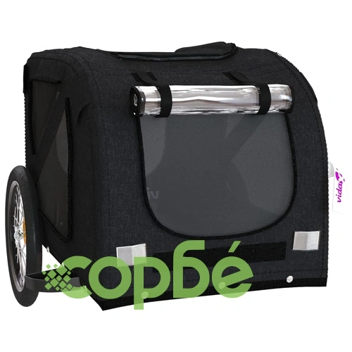 Ремарке за колело за любимци черно Оксфорд плат и желязо ➤ топ цена ➤ sorbe.bg