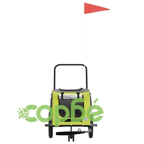 Ремарке за колело за любимци зелено черно Оксфорд плат и желязо ➤ топ цена ➤ sorbe.bg