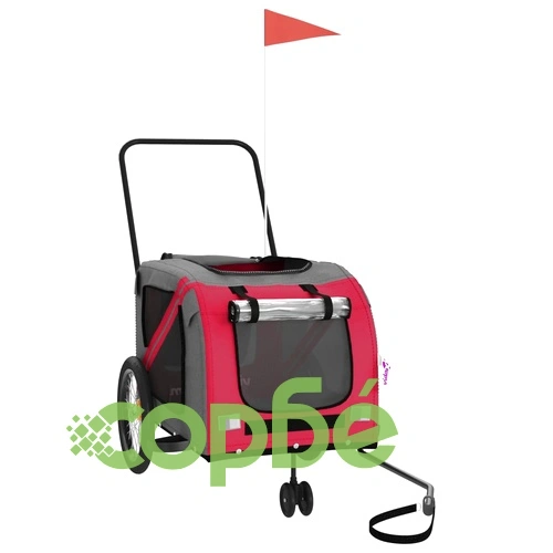 Ремарке за колело за любимци червен и сив Оксфорд плат и желязо ➤ топ цена ➤ sorbe.bg