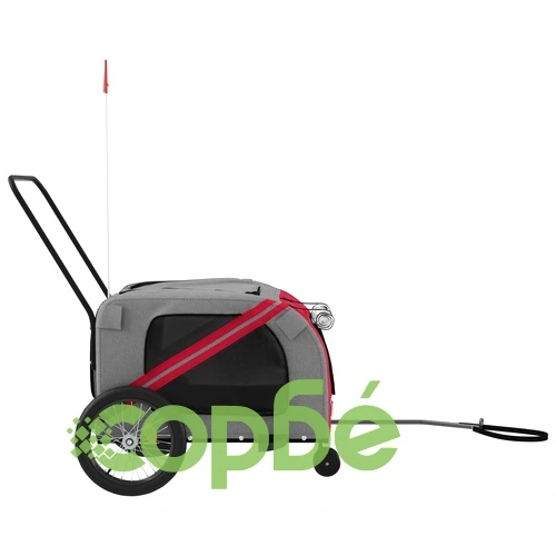 Ремарке за колело за любимци червен и сив Оксфорд плат и желязо ➤ топ цена ➤ sorbe.bg