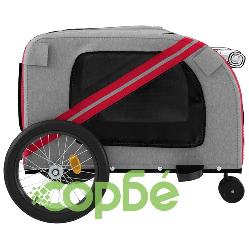 Ремарке за колело за любимци червен и сив Оксфорд плат и желязо ➤ топ цена ➤ sorbe.bg