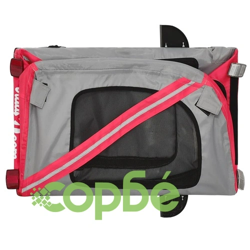 Ремарке за колело за любимци червен и сив Оксфорд плат и желязо ➤ топ цена ➤ sorbe.bg