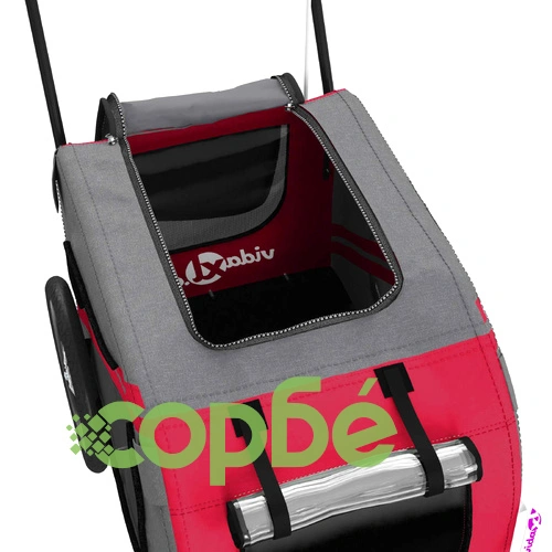 Ремарке за колело за любимци червен и сив Оксфорд плат и желязо ➤ топ цена ➤ sorbe.bg