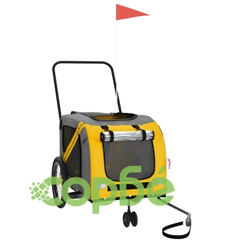 Ремарке за колело за любимци жълт и сив Оксфорд плат и желязо ➤ топ цена ➤ sorbe.bg