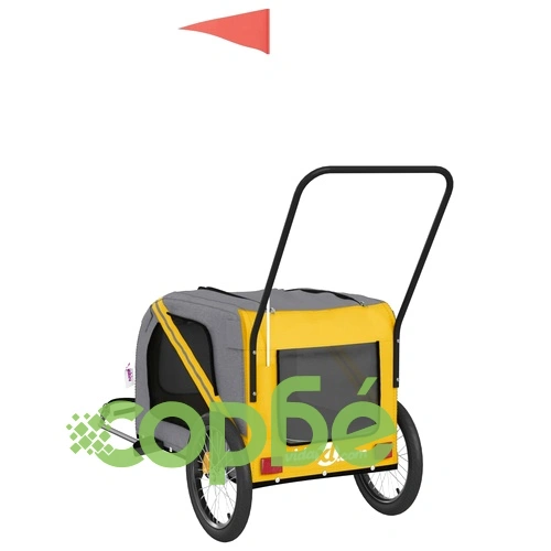 Ремарке за колело за любимци жълт и сив Оксфорд плат и желязо ➤ топ цена ➤ sorbe.bg