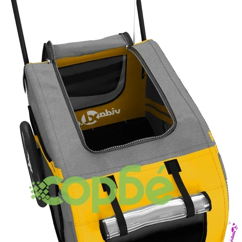 Ремарке за колело за любимци жълт и сив Оксфорд плат и желязо ➤ топ цена ➤ sorbe.bg