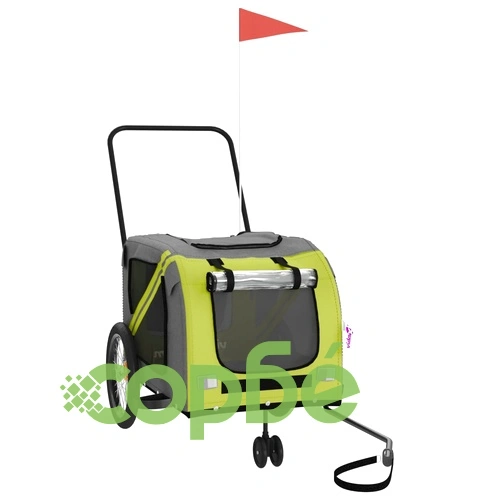 Ремарке за колело за любимци зелен и сив Оксфорд плат и желязо ➤ топ цена ➤ sorbe.bg