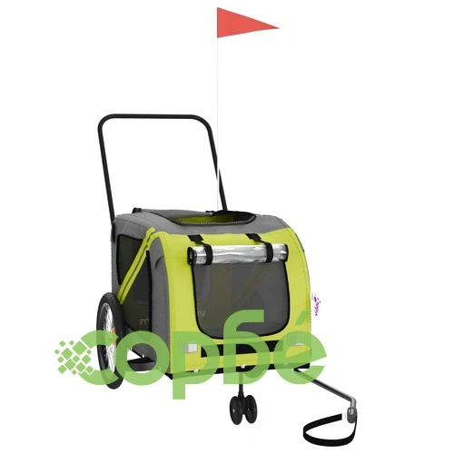 Ремарке за колело за любимци зелен и сив Оксфорд плат и желязо ➤ топ цена ➤ sorbe.bg