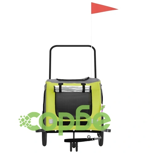 Ремарке за колело за любимци зелен и сив Оксфорд плат и желязо ➤ топ цена ➤ sorbe.bg