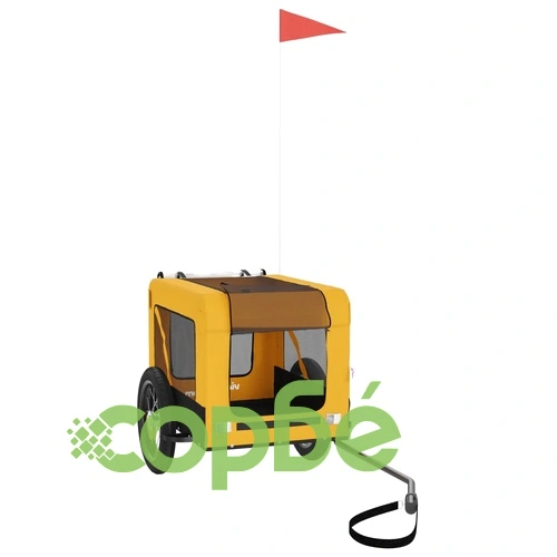 Ремарке за колело за любимци жълт и черен Оксфорд плат и желязо ➤ топ цена ➤ sorbe.bg