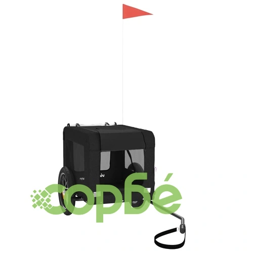 Ремарке за колело за любимци черно Оксфорд плат и желязо ➤ топ цена ➤ sorbe.bg