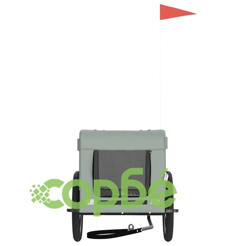 Ремарке за колело за любимци сив и черен Оксфорд плат и желязо ➤ топ цена ➤ sorbe.bg