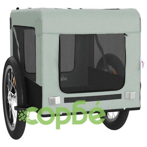 Ремарке за колело за любимци сив и черен Оксфорд плат и желязо ➤ топ цена ➤ sorbe.bg