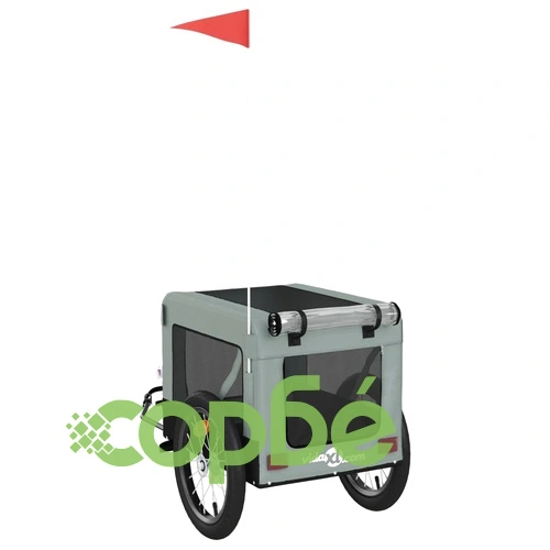 Ремарке за колело за любимци сив и черен Оксфорд плат и желязо ➤ топ цена ➤ sorbe.bg