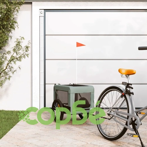 Ремарке за колело за любимци сив и черен Оксфорд плат и желязо ➤ топ цена ➤ sorbe.bg