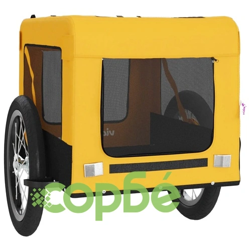 Ремарке за колело за любимци жълт и черен Оксфорд плат и желязо ➤ топ цена ➤ sorbe.bg