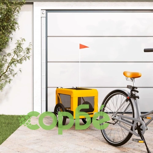 Ремарке за колело за любимци жълт и черен Оксфорд плат и желязо ➤ топ цена ➤ sorbe.bg