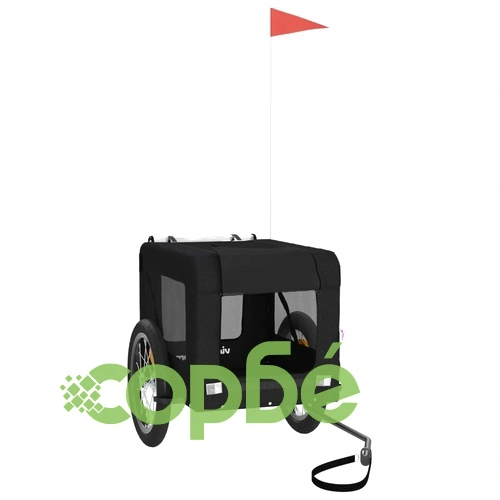 Ремарке за колело за любимци черно Оксфорд плат и желязо ➤ топ цена ➤ sorbe.bg