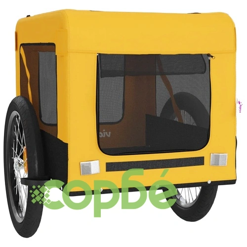 Ремарке за колело за любимци жълт и черен Оксфорд плат и желязо ➤ топ цена ➤ sorbe.bg