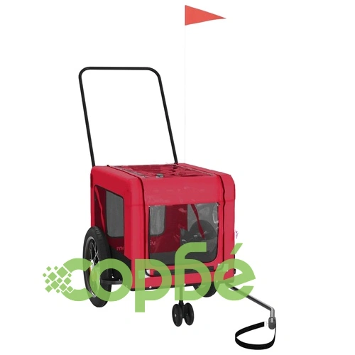 Ремарке за колело за любимци черно червено Оксфорд плат желязо ➤ топ цена ➤ sorbe.bg