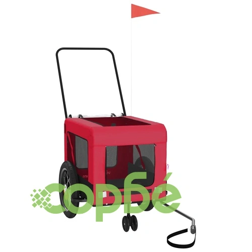 Ремарке за колело за любимци черно червено Оксфорд плат желязо ➤ топ цена ➤ sorbe.bg