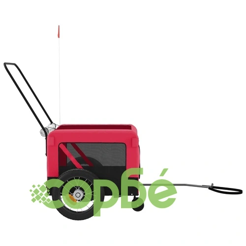 Ремарке за колело за любимци черно червено Оксфорд плат желязо ➤ топ цена ➤ sorbe.bg