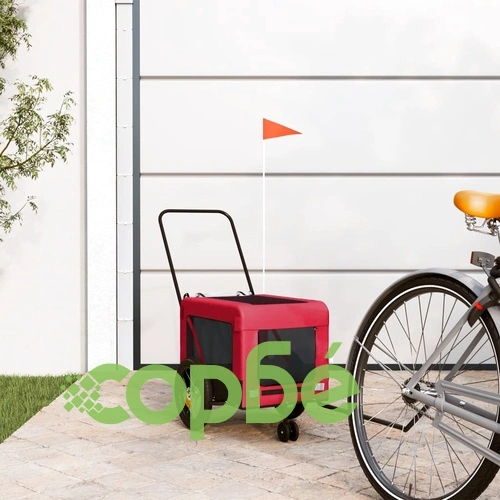 Ремарке за колело за любимци черно червено Оксфорд плат желязо ➤ топ цена ➤ sorbe.bg
