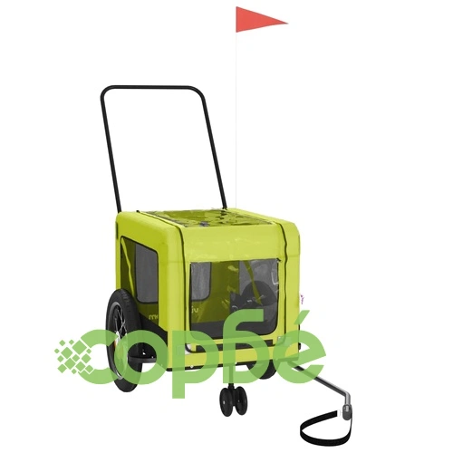 Ремарке за колело за любимци зелено черно Оксфорд плат и желязо ➤ топ цена ➤ sorbe.bg