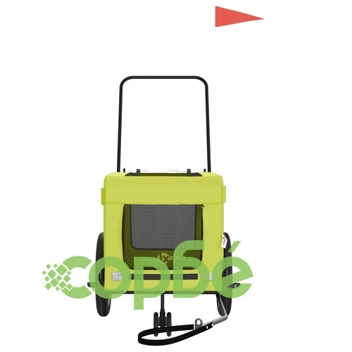 Ремарке за колело за любимци зелено черно Оксфорд плат и желязо ➤ топ цена ➤ sorbe.bg