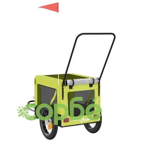 Ремарке за колело за любимци зелено черно Оксфорд плат и желязо ➤ топ цена ➤ sorbe.bg