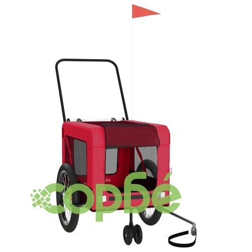 Ремарке за колело за любимци черно червено Оксфорд плат желязо ➤ топ цена ➤ sorbe.bg