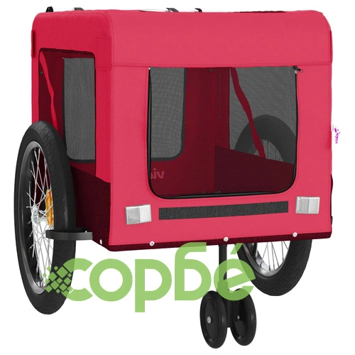 Ремарке за колело за любимци черно червено Оксфорд плат желязо ➤ топ цена ➤ sorbe.bg