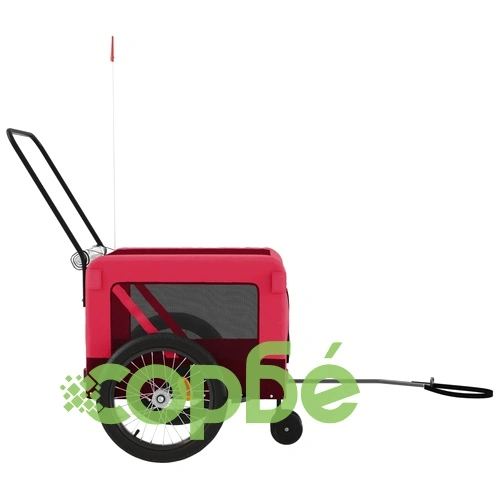 Ремарке за колело за любимци черно червено Оксфорд плат желязо ➤ топ цена ➤ sorbe.bg