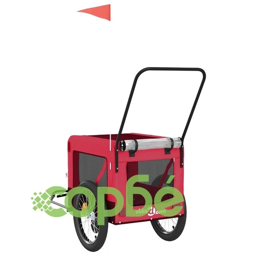 Ремарке за колело за любимци черно червено Оксфорд плат желязо ➤ топ цена ➤ sorbe.bg