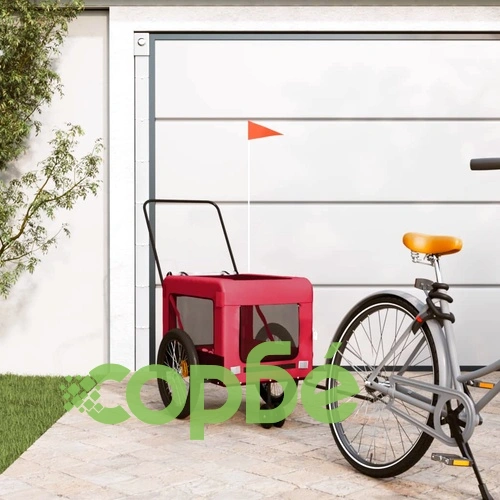 Ремарке за колело за любимци черно червено Оксфорд плат желязо ➤ топ цена ➤ sorbe.bg