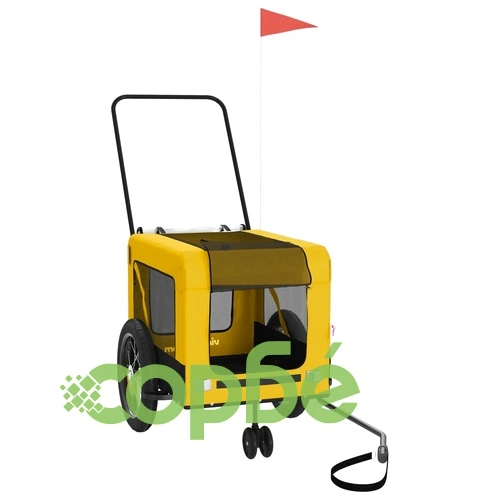 Ремарке за колело за любимци жълт и черен Оксфорд плат и желязо ➤ топ цена ➤ sorbe.bg