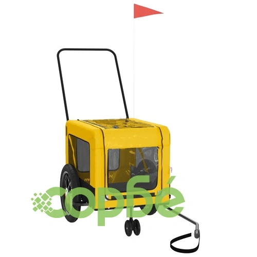 Ремарке за колело за любимци жълт и черен Оксфорд плат и желязо ➤ топ цена ➤ sorbe.bg