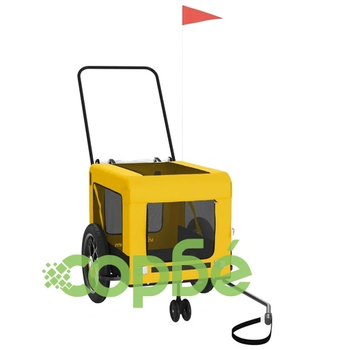 Ремарке за колело за любимци жълт и черен Оксфорд плат и желязо ➤ топ цена ➤ sorbe.bg