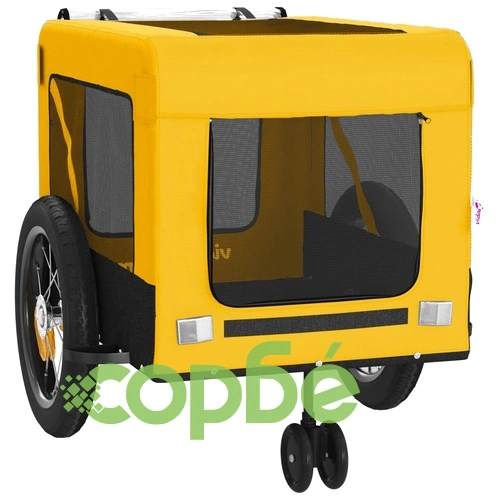 Ремарке за колело за любимци жълт и черен Оксфорд плат и желязо ➤ топ цена ➤ sorbe.bg