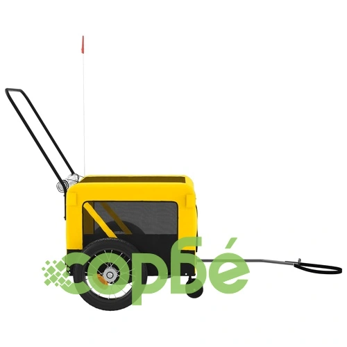 Ремарке за колело за любимци жълт и черен Оксфорд плат и желязо ➤ топ цена ➤ sorbe.bg