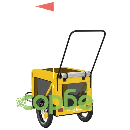 Ремарке за колело за любимци жълт и черен Оксфорд плат и желязо ➤ топ цена ➤ sorbe.bg