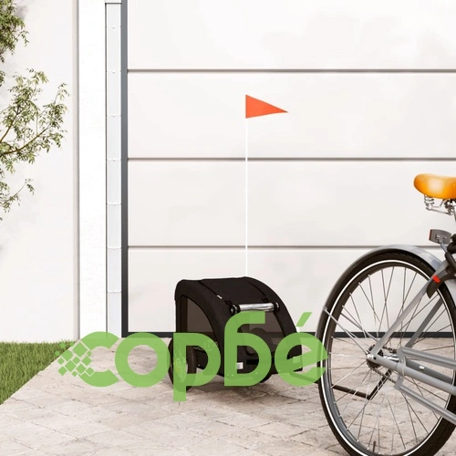 Ремарке за колело за любимци черно Оксфорд плат и желязо ➤ топ цена ➤ sorbe.bg